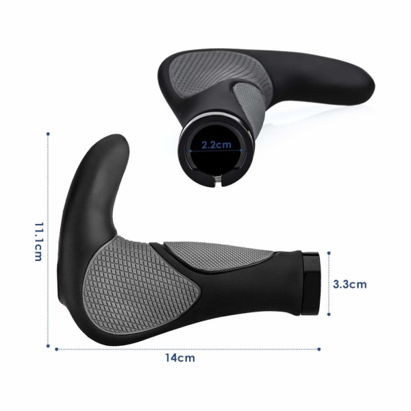 Ergonomiske sykkelstyrehåndtak, sykkelhåndtak med styreenderhorn i gummi, komfortabel beskyttelse for BMX MTB (Passer til 22,2 mm)