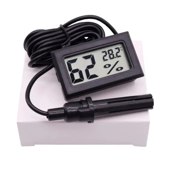Hygrometer og termometer - Måler fuktighet og temperatur black