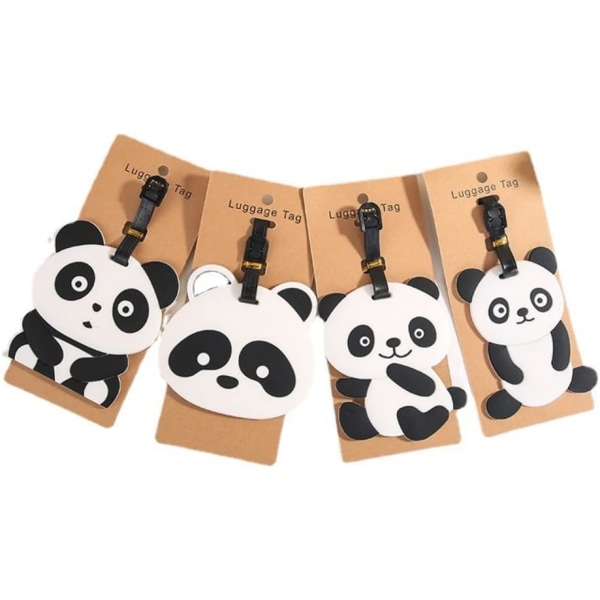 Bagageetiketter 4 st Bagageetiketter för Resväskor Flexibla Silikon Panda Resväskor Etiketter med ID Namn Adress