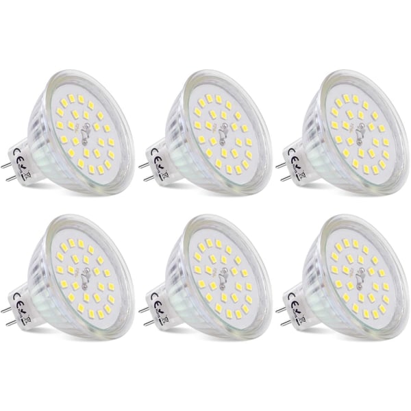 GU5.3 MR16 LED-pære 12 V, 3,8 W svarende til 40 W halogen, LED-spotpære GU5.3 kølig hvid 6000K ikke-dæmpbar 430 lumen MR16 LED-pære, 6-pakning