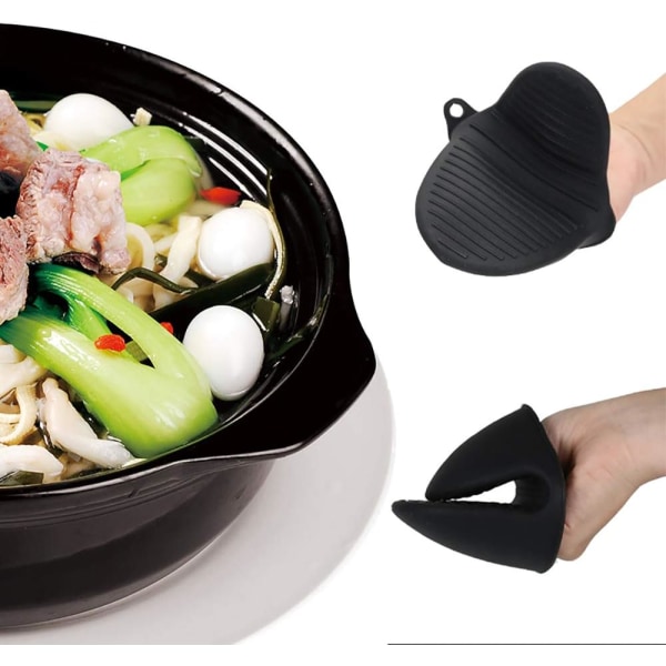 Matlagningshandtag i silikon Ugnsvantar - Fingerskyddsgrythållare för kök, matlagning - Värmebeständiga handskar, 2 st