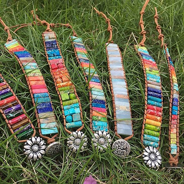 7 Chakra armbånd til kvinder med ægte sten læder wrap helbredende perle armbånd kvinder mænd Boho venskabssmykker