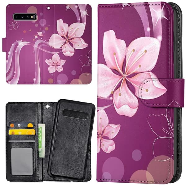 Samsung Galaxy S10 - Lommebokveske/deksel Hvit Blomst