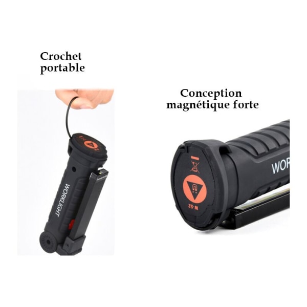 Multifunktionel lygte med magnet COB arbejdslys USB foldbar opladning udendørs hjemmetøj (lille)