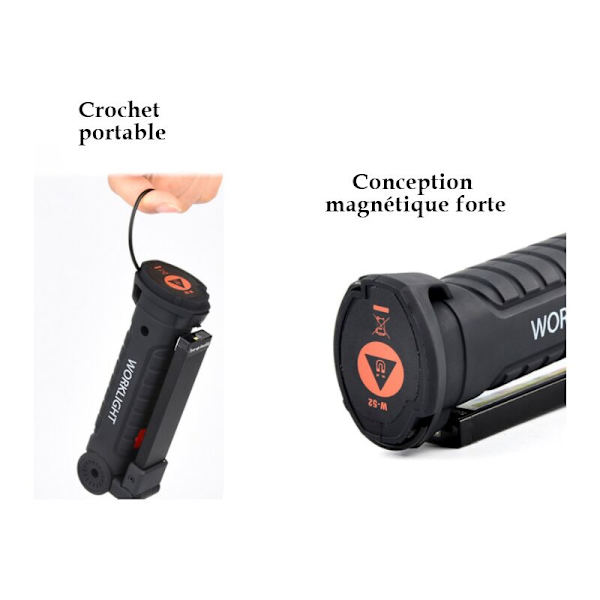 Multifunktionell ficklampa med magnet COB arbetslampa USB hopfällbar laddning utomhus hem kläder (liten)