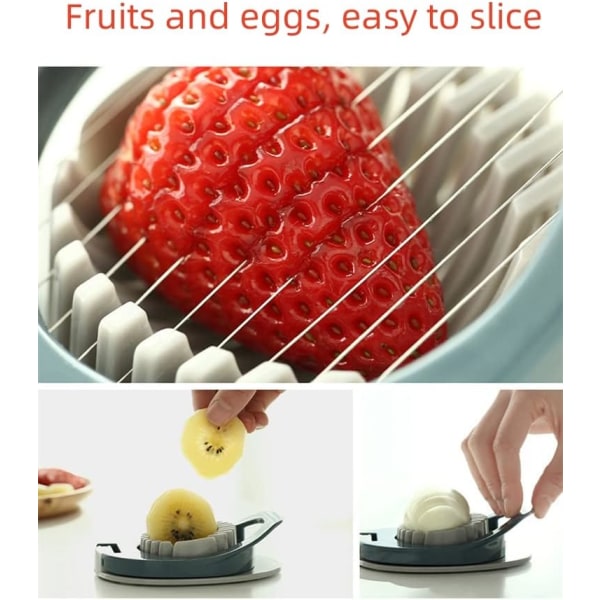 Eggedeler for kokte egg, eggskjærer, jordbærdeler for kokte egg/myke frukter/tykk eggdeler i rustfritt stål