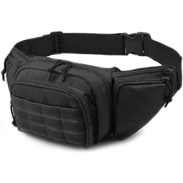 Taktisk Talje Taske Militær Fanny Pack, Bumbag til Vandring Løb Hundeluftning black