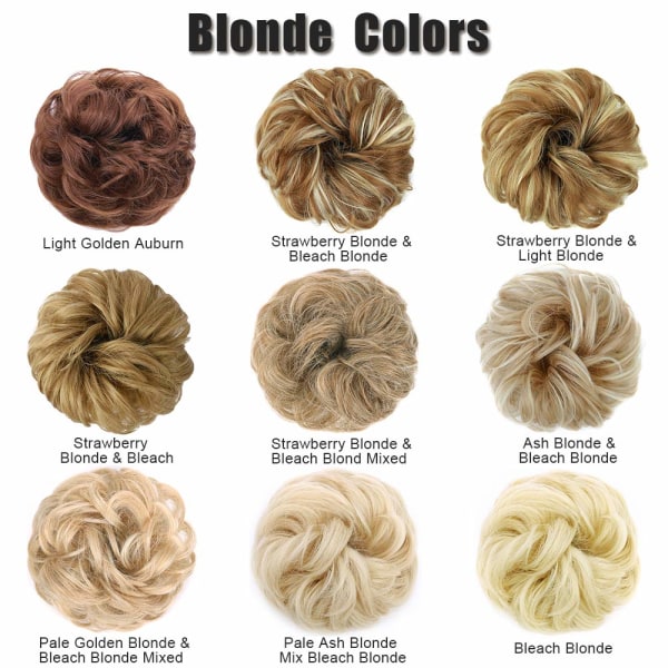 1 st Messy Hair Bun Hair Scrunchies Extension Curly Wavy Messy Syntetisk Chignon för kvinnor Updo Hairpiece Ash Blonde & Bleach Blonde##