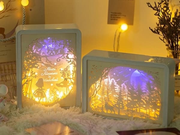 Nattlampa & Sängbordslampa - 3D Pappersklipplampa