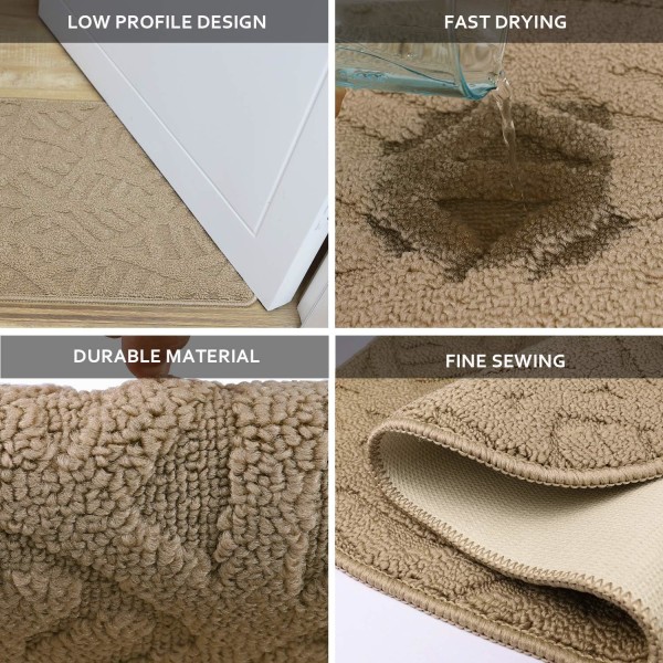 Dörrmatta för inomhusbruk, 30\"x18\", lågprofilerad maskintvättbar köksmatta, absorberande halvcirkelformad entrématta Beige