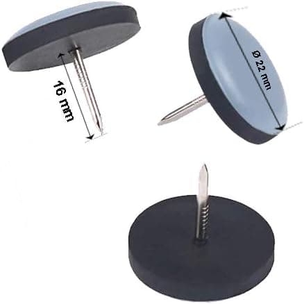 Teflon-glidepuder, 26 stk. Teflon-glidepude Ø 22 mm Teflon-møbelglidepuder, med søm, Glide-glidepuder til møbler og stole