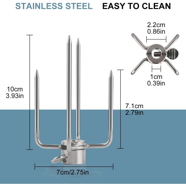 2X Rotisserie Spindle Rotisserie Diameter 10mm med låsskruv med rött skyddande lock