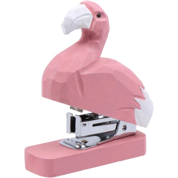 Flamingo Mini Dyrehæftemaskine Nyhed Træhæftemaskine Levende Håndlavet Træhæftemaskine, Skrivebordsdekoration til skolekontorpapirbørn