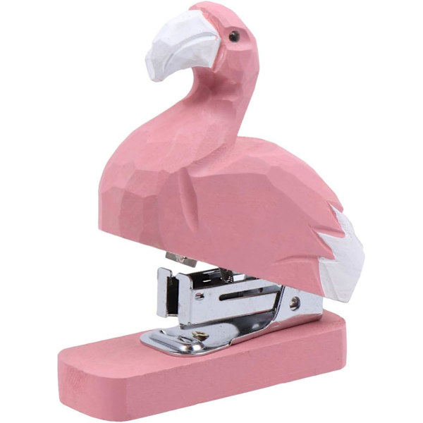 Flamingo Mini Dyrestapler Nyhet Tre Stapler Levende Håndlaget Tre Stapler, Skrivebordsdekorasjon for Skolekontor Stasjonær Barn