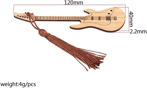 Design Gitarr Bambu Bokmärke med Tofsar för DIY-projekt och Presentetiketter-C C