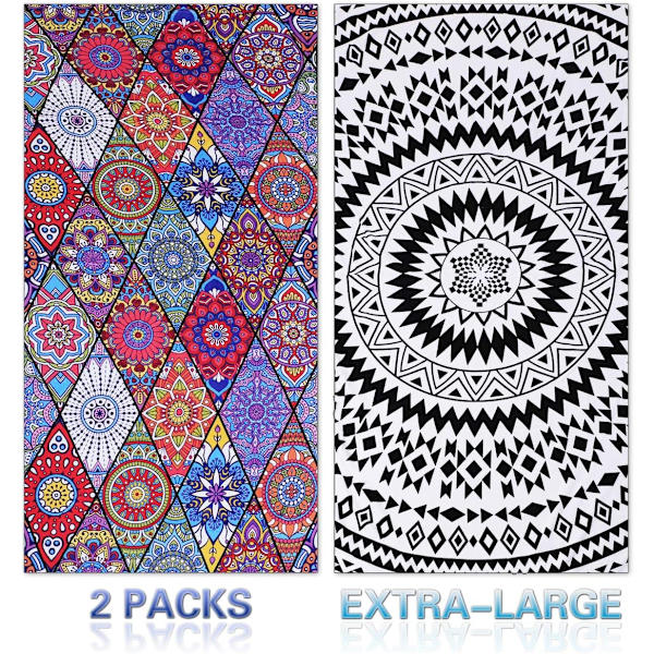 Mikrofiber Strandhanddukar Överdimensionerade Genomskinliga Handdukar, 2-pack Coola Poolhanddukar, Relax Cover, Damer Herrar