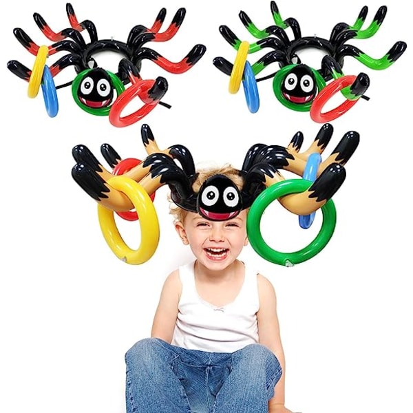 3-pack Giant Spider Witch Hat Ring Toss Uppblåsbar Halloween-festspel Barn Vuxen inomhus utomhus karneval