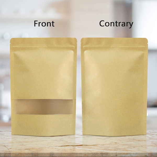 100 stk. 9*14 cm kraftpapirposer til pakning af produkter med lynlås, genanvendelige og forseglet.