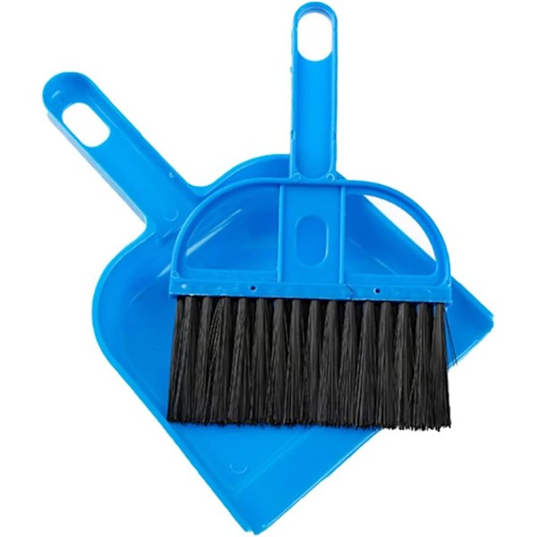 Mini dammborste set bärbar plast borste set (blå) för alla små djur, marsvin, rengöring