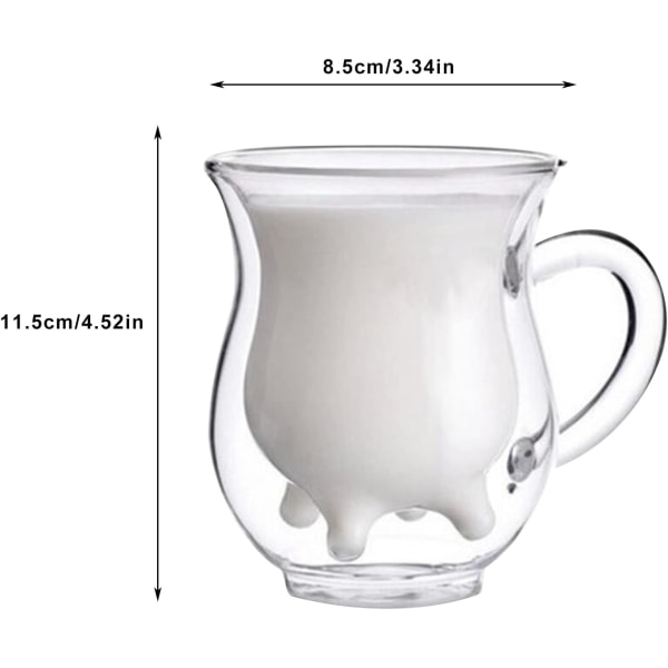 Dobbeltvegget glasskopp Søte kaffekrus Dobbeltveggede isolerte glass Klart kalvekopp Kaffe kopp