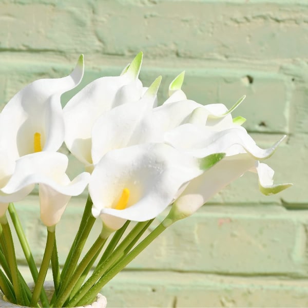 20 st Vita blommor Konstgjorda Calla Lily Silk Flowers 13,4" för hemkök & bröllop