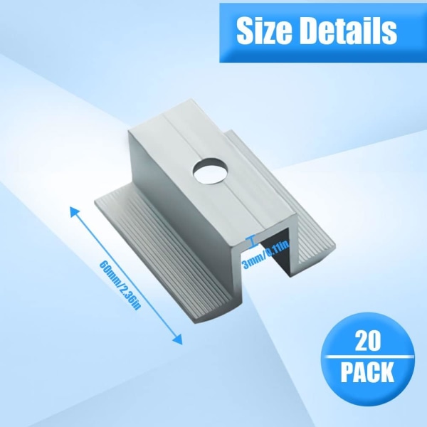 20 stk solcellepanel monteringsbrakett, 8mm fotovoltaisk solcellepanel monteringsbrakett, fotovoltaisk solcellepanel sett, fotovoltaisk panel montering (1)