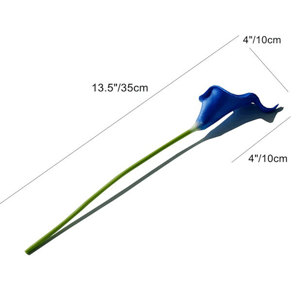 20 st bule blommor konstgjorda kallaliljor sidenblommor 13,4\" för hem kök & bröllop