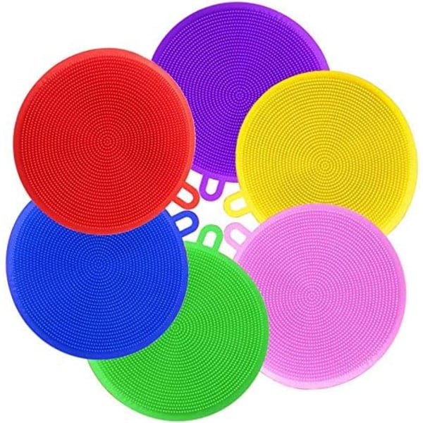 Set med 5 silikondisksvampar, rengöringsdynor för att skura diskskedar, diskmedel för köksdiskmedel (slumpmässiga färger)
