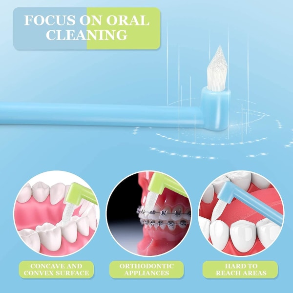 2 delar Tuft Tandborste Tuftad borste, smala tandborstar med mellanrum Trimma tandborste för detaljrengöring (grön, blå)