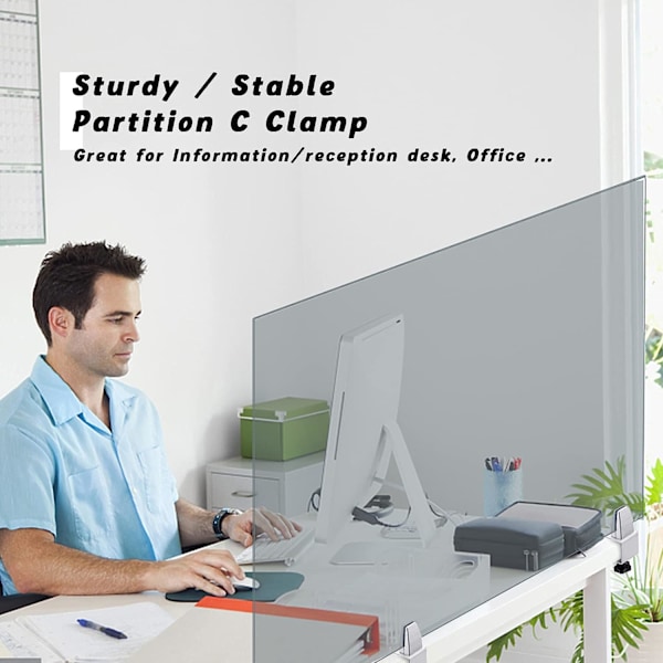Nysningsskydd Stöd Klämma Partition Aluminium Justerbar Partition Klämma Akryl Skrivbord Avdelare Stöd
