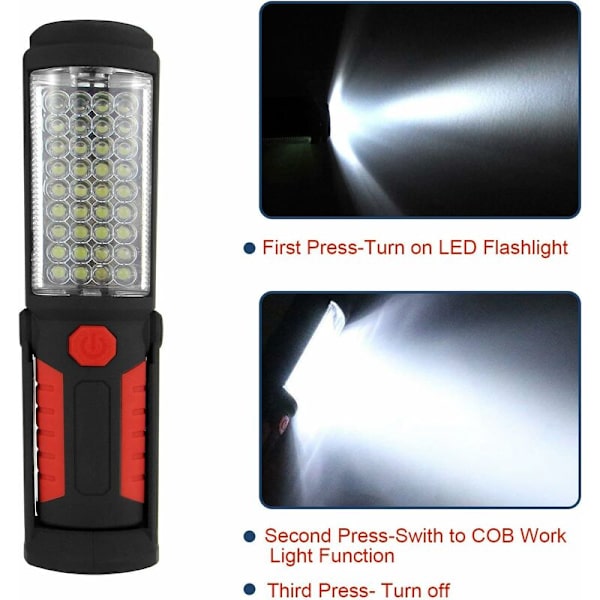 Inspektionslys Genopladelig LED-lys, Genopladelig LED-arbejdslys, med Magnetisk LED-lommelygte Inspektionslys