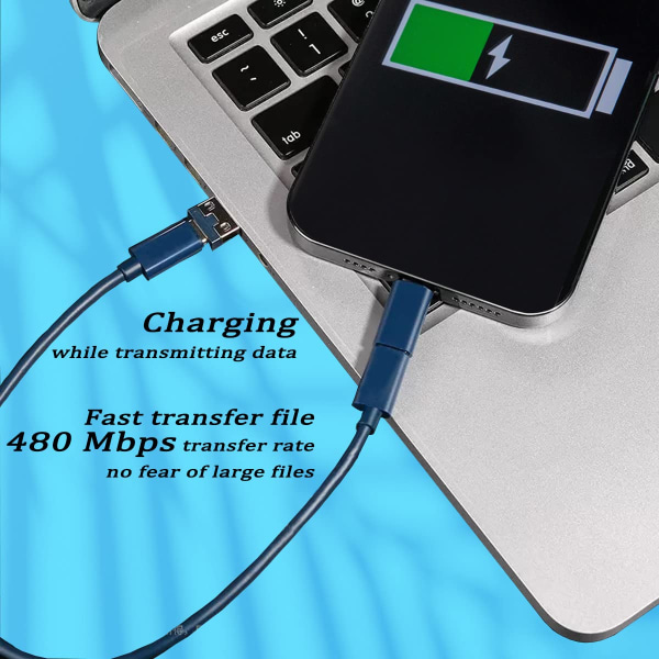 Multi USB-laddningsadapterkabelkit, USB C till Lighting-adapterbox (blå) blue