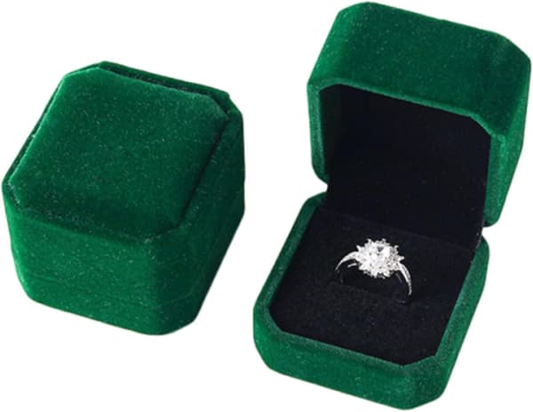 Fløjl Ringæske Forlovelsesringæsker til Smykker Vielsesringæske Bryllupsdagsgaver Øreringe Gaveæsker (Grøn) Green
