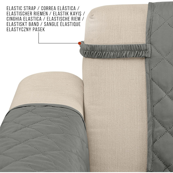 Sofaovertrekk 3-seter Sklisikkert Vendbart Sofatrekk, Vannavstøtende Sofatrekk for Kjæledyr med Elastisk Stropp, (Grå)