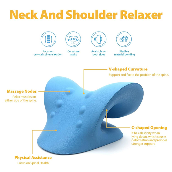 Nackdrag, nackkudde, nackstöd, nackavslappnare, ergonomiskt nackstöd för nacksmärtlindring Blue 8.7*6.9*4.9 inch