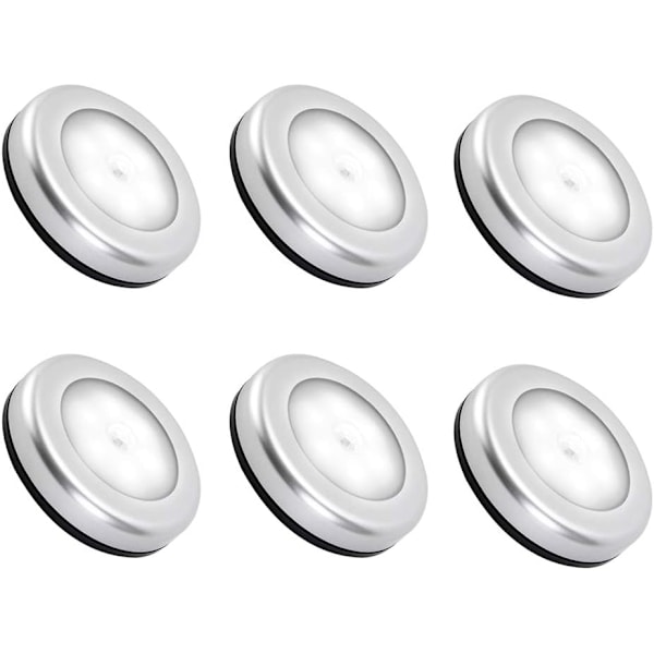 Innendørs bevegelsessensor nattlys, LED bevegelsessensor batteridrevet lampe for trapper, LED-belysning automatisk PÅ / AV 3M lim White light 6pc