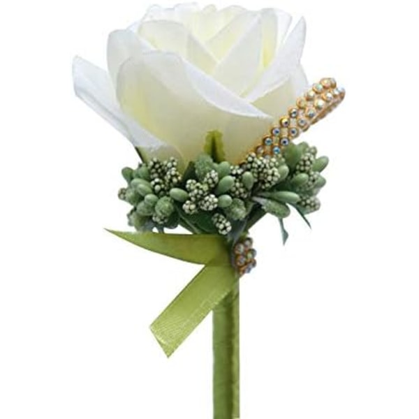 2 stk. Bryllupsblomster Kunstige Blomster Brudgom Groomsmen Bryllupsblomster Til Bryllup Prom Hjem Royal Mælkehvid
