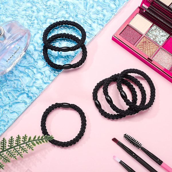 12 stk. elastiske hårbånd i bomuld, flettede hårelastikker, flettede hestehale-accessories til kvinder (blandede farver) Set 3