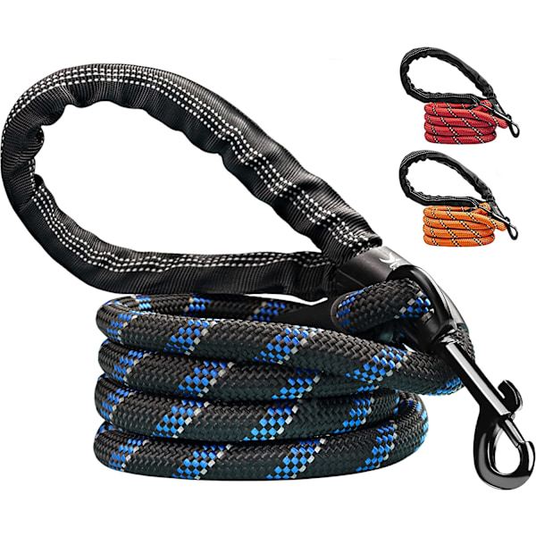 Hundehalsbånd med polstret håndtak og sklisikkert bånd for hundetrening Valp, små, mellomstore og store hunder for løping (svart)
