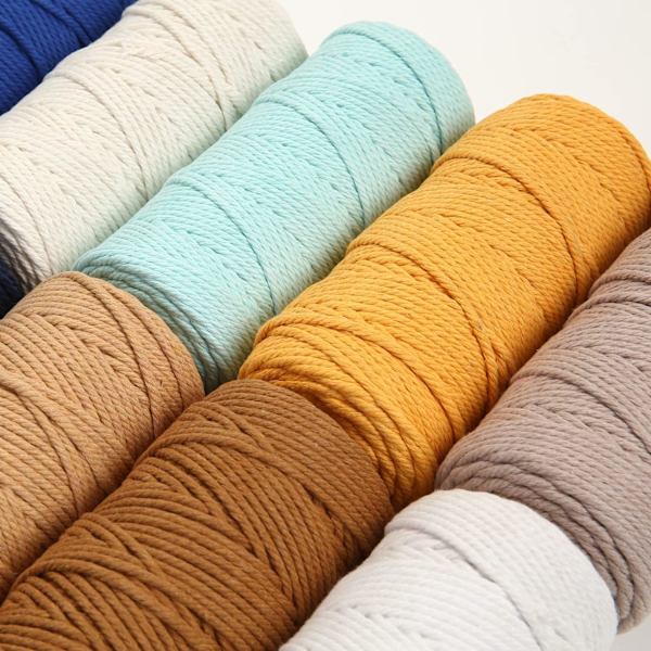 Makrame Snor 3mm x 100m Premium Bomulds Makrame Reb, 4 Trådet Snoet Blødt Bomulds Snor, Et af De Mest Perfekte Materialer (Beige)