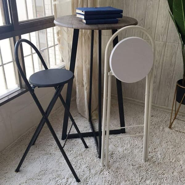 Foldbar barstol 65 cm køkkenstol med ryglæn sort - Foldbart design, barstolen er nem at opbevare