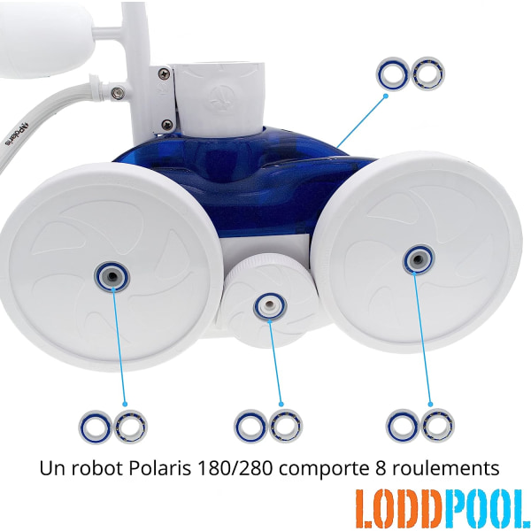 Set med 8 kullager Anpassningsbara för Wheel of Polaris 280 180 Robot Pool Cleaner C60 C 60