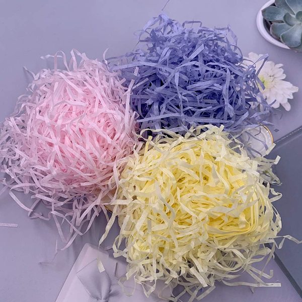 12 färger påskgräs Raffia papper strimlor påskkorg gräs papper fyllmedel för påsk presentinslagning