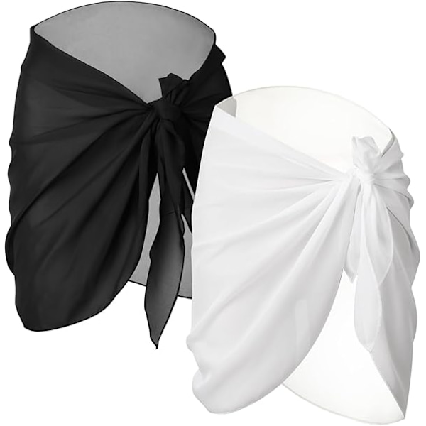 2 stycken Dam Strand Sarong Omlott Chiffong Baddräkt Omlottkjolar