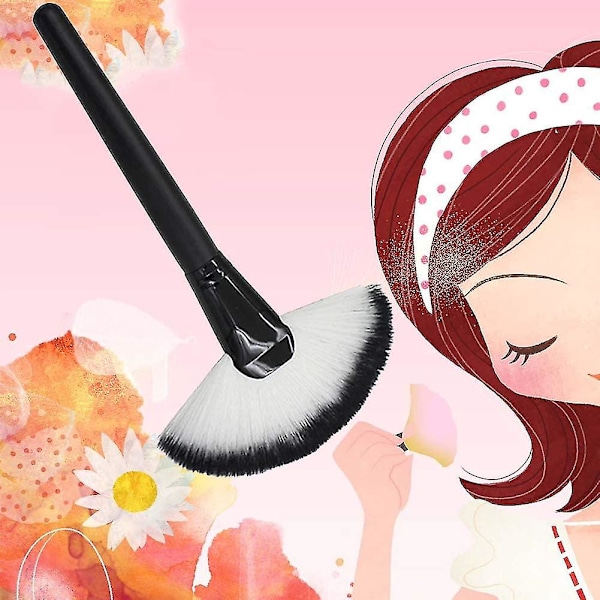 Professionell Fläktformad Makeupborste Enkelt Mjuk Borstpulver Rougeborste Bärbar Sektorfläktborste Perfekt Kosmetika Makeupverktyg