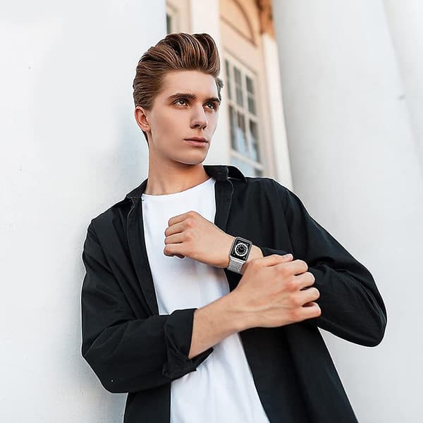 Mesh rustfrit stål magnetisk lukning kompatibel med Apple Watch-rem