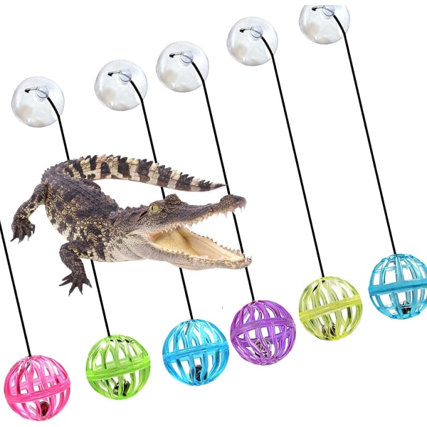 7-pack leksakskringla för skäggagam, reptilödla leksaksboll, slumpmässiga färger