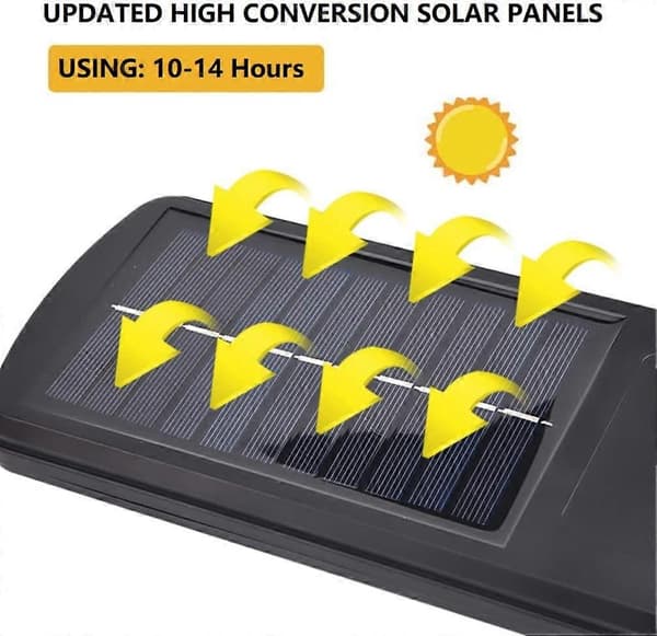 Utendørs solcellelampe, 6000LM LED-lys Flomlys Bevegelsessensor 3 moduser IP67 Vanntett (1 stk)