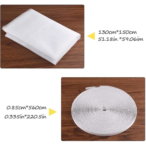 3 X Vindue Myggenet, 1,3m x 1,5m Insektnet Flyvende Vindue Skærm Mesh Insekt Bi Myggenet Tape 3 Ruller Selvklæbende Tape