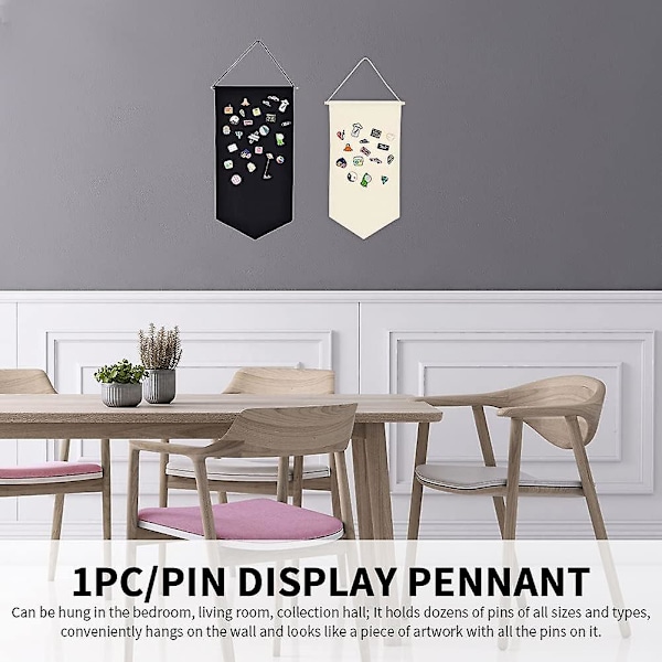 Vægophængt brochepin-arrangør - Pin-display vimpelbanner M black M
